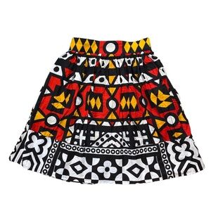 Black, Red, and Yellow Samakaka Multicolor African Ankara Skirt